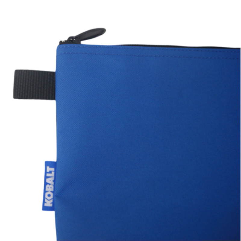 Blue Diamond Pattern VAC Bottom With Words On Black Bottom Tool Bag